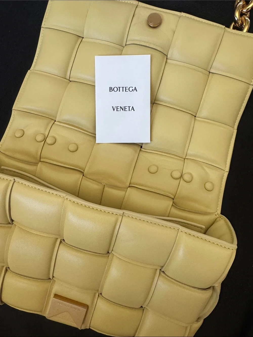 Bottega Veneta Padded Intrecciato Shoulder Bag in Cream with Gold Chain - Picture 6 of 9